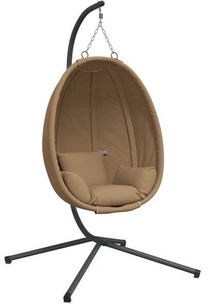 Wiszące krzesło kokon ze stojakiem w kolorze taupe N1-L10