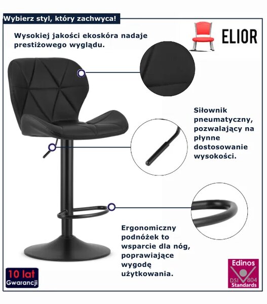 Nowoczesny czarny hoker skórzany R5-D40
