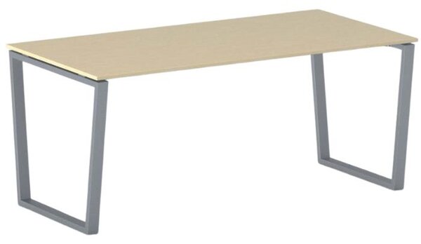 Biurko PRIMO IMPRESS, 180x90 cm, szaro-srebrna podstawa, brzoza