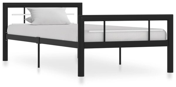 Rama łóżka, czarno-biała, metalowa, 90 x 200 cm