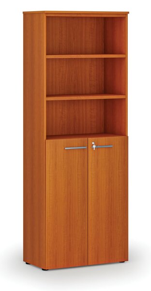 Szafa biurowa kombinowana PRIMA WOOD, drzwi na 3 poziomach, 800 x 420 x 2128 mm, wiśnia