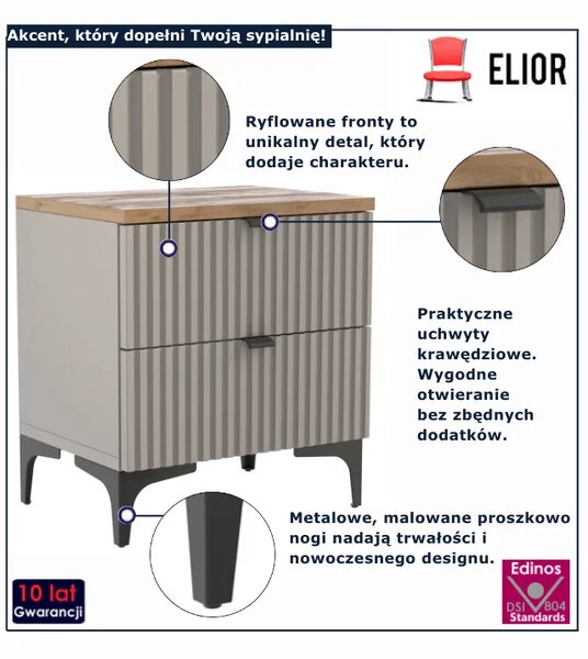Beżowy ryflowany stolik nocny D9-N01