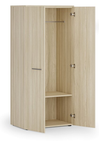 Szafa ubraniowa biurowa PRIMO WOOD, 1 półka, drążek do szafy, 800 x 500 x 1781 mm, dąb naturalny