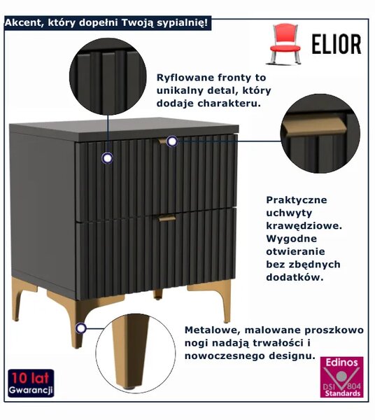 Czarna szafka na złotych nóżkach B5-F08