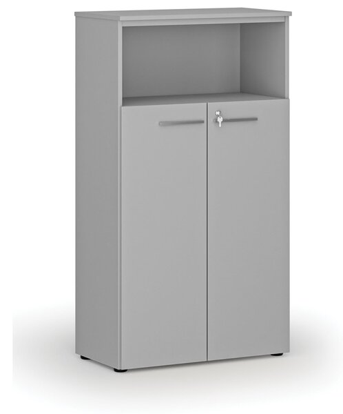 Szafa biurowa kombinowana PRIMO GRAY, drzwi na 3 poziomach, 800 x 420 x 1434 mm, szary