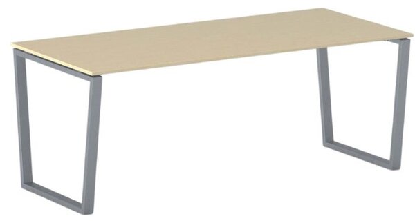 Biurko PRIMO IMPRESS, 200x90 cm, szaro-srebrna podstawa, brzoza
