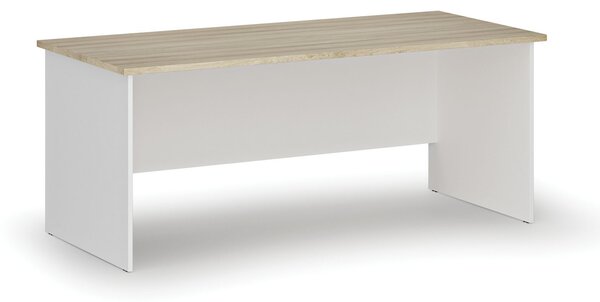 Biurko PRIMO WHITE, 180x80 cm, biały/dąb naturalny