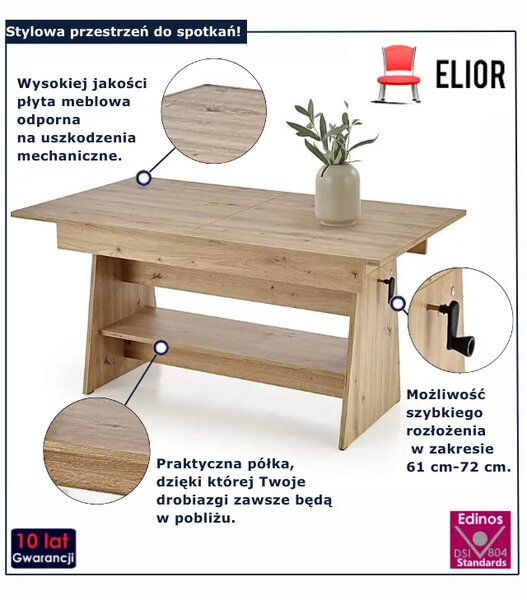 Nowoczesny rozkładany ławostół dąb artisan K2-L95