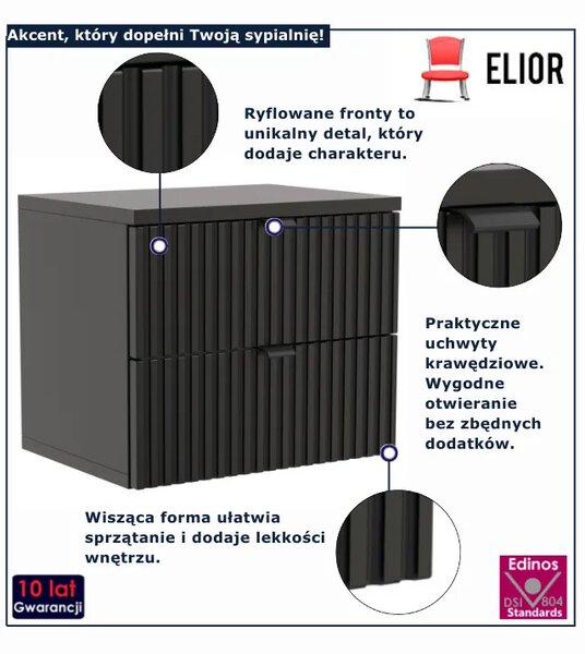Wisząca czarna szafka nocna K3-E24