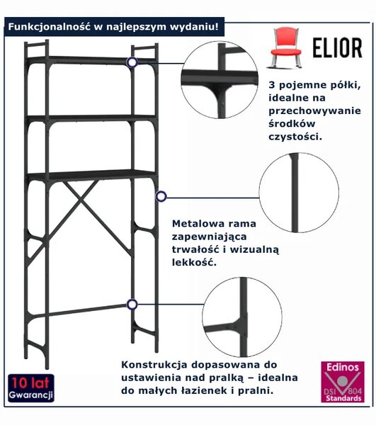 Czarny loftowy regał S3-B87