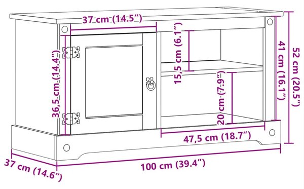 Sosnowa szafka pod telewizor z drzwiczkami C7-T17