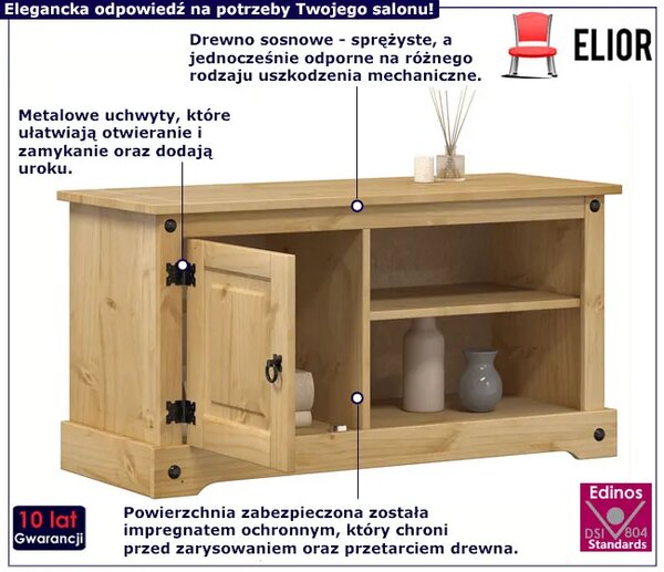 Sosnowa szafka pod telewizor z drzwiczkami C7-T17