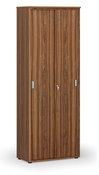 Szafa biurowa z drzwiami przesuwnymi PRIMO WOOD, 800 x 420 x 2128 mm, orzech