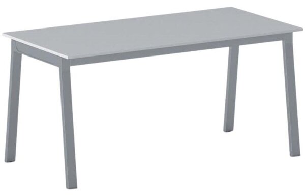 Stół konferencyjny do biura PRIMO BASIC, 160x80 cm, szaro-srebrna podstawa, szary