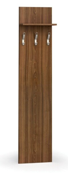 Garderoba z wieszakami PRIMO WOOD, 3 haczyki, półka, tekstura drewna pionowa, orzech