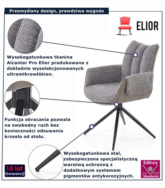Krzesło obrotowe popielate pikowane H1-M16