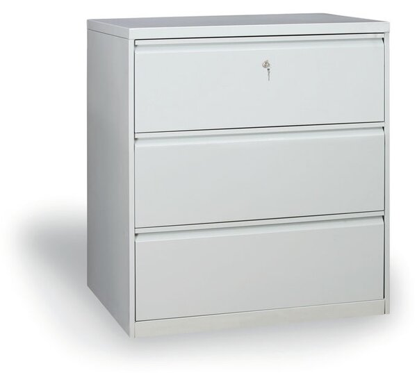 Dwurzędowa szafa kartotekowe A4, 3 szuflady, wys.1020 mm, szara