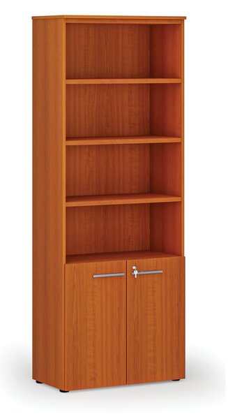 Szafa biurowa kombinowana PRIMA WOOD, drzwi na 2 poziomach, 800 x 420 x 2128 mm, wiśnia