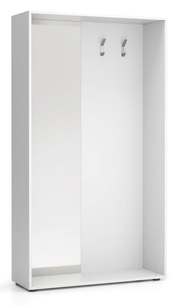 Wieszak ścienny BORDER z lustrem, 2 haczyki, biała