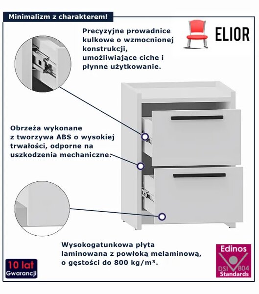 Wąska biała szafka nocna z szufladami - Z2-N11