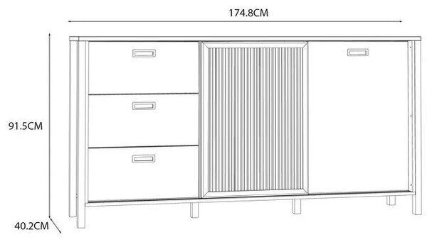 Komoda drewniana z lamelami T8-R78