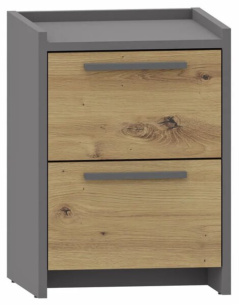 Wąska szafka nocna z szufladami dąb artisan + antracyt K6-D60