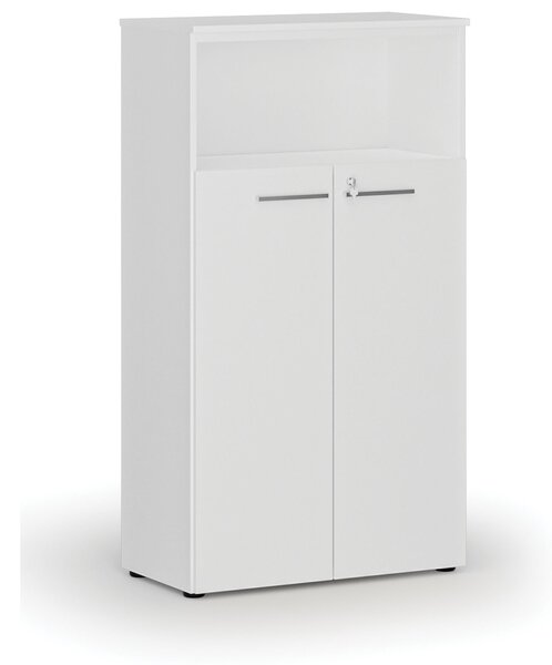 Szafa biurowa kombinowana PRIMO WHITE, drzwi na 3 poziomach, 800 x 420 x 1434 mm, biały