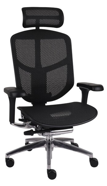Fotel biurowy Enjoy 2 BS Black, czarny, siatkowy fotel ergonomiczny