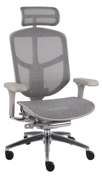 Fotel biurowy Enjoy 2 GS Grey, ergonomiczny, szary, siatkowe oparcie