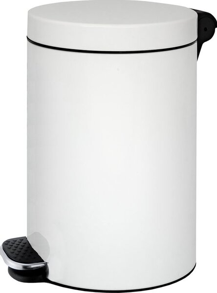 Kosz z pedałem,śmietnik, 20l, płynne zamykanie, lakierowany biały