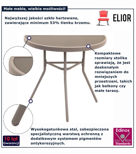 Beżowy półokrągły stolik balkonowy L1-E11