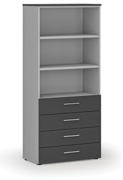 Szafa biurowa z szufladami PRIMO GRAY, 800 x 420 x 1781 mm, szary/grafit