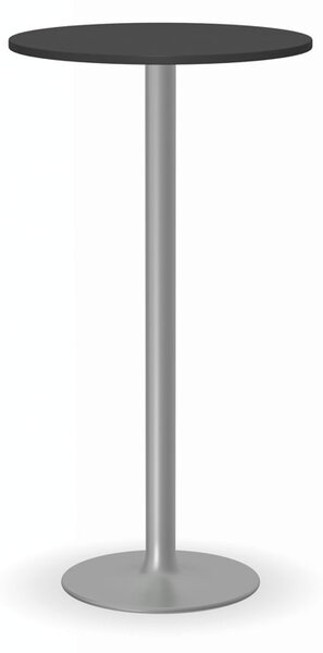 Stolik wysoki Olympo II, średnica 600 mm, szara podstawa, płyta grafit