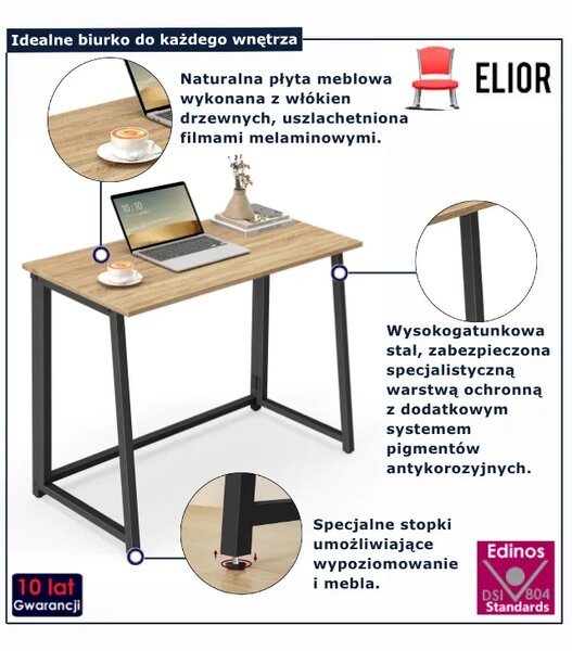 Biurko komputerowe składane dąb sonoma + czarny R4-E59