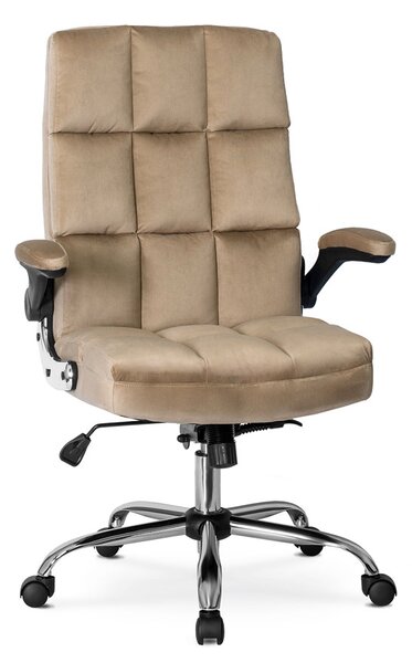Beżowy pikowany fotel biurowy obrotowy - Mevo 3X