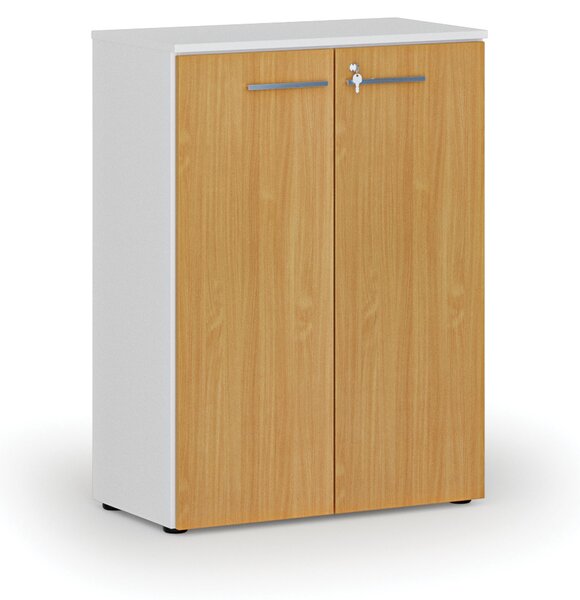 Szafa biurowa z drzwiami PRIMO WHITE, 800 x 420 x 1087 mm, biały/buk