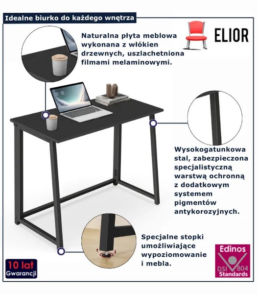 Czarne małe biurko składane T3-F90