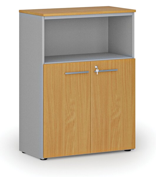 Szafa biurowa kombinowana PRIMO GRAY, 800 x 420 x 1087 mm, szary/buk