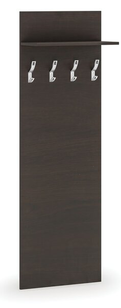 Garderoba z wieszakami HORIZONT, 4 haczyki, półka, tekstura drewna poziomo, wenge