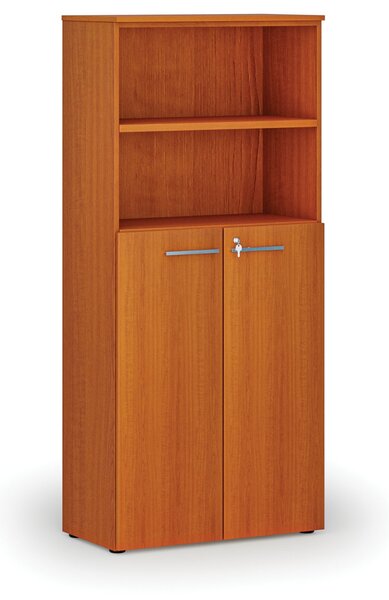 Szafa biurowa kombinowana PRIMO WOOD, drzwi na 3 poziomach, 800 x 420 x 1781 mm, wiśnia