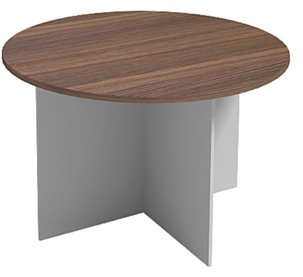 Stół konferencyjny z okrągłym blatem PRIMO GRAY, średnica 120 cm, szary/orzech