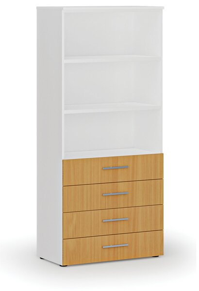 Szafa biurowa z szufladami PRIMO WHITE, 800 x 420 x 1781 mm, biały/buk