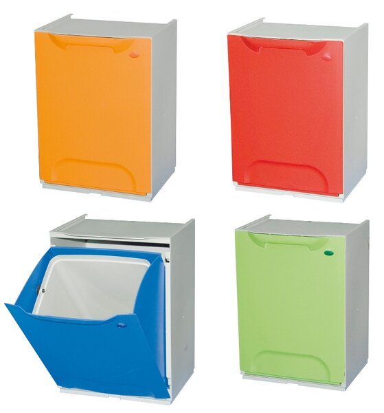 4 plastikowe kosze na śmieci segregowane, 20 L, 340 x 290 x 470 mm
