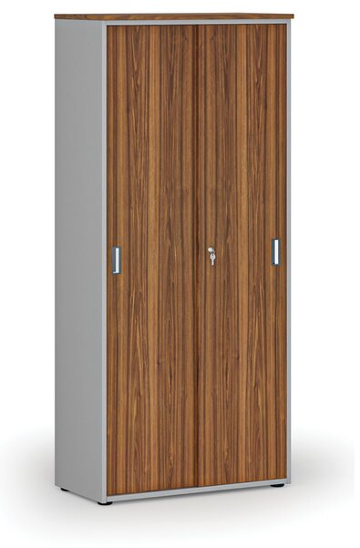Szafa z drzwiami przesuwnymi PRIMO GRAY, 800 x 420 x 1781 mm, szary/orzech