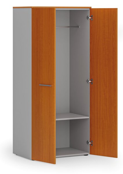 Szafa ubraniowa biurowa PRIMO GRAY, 1 półka, drążek do szafy, 800 x 500 x 1781 mm, szary/czereśnia