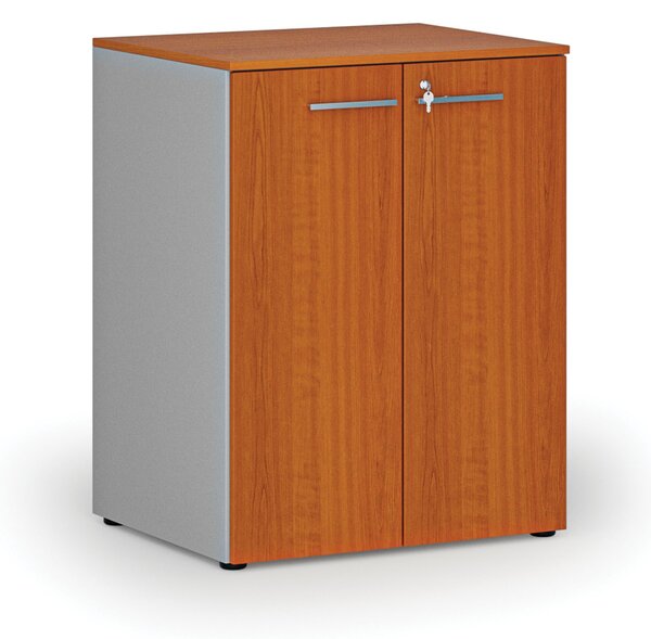 Szafa biurowa z drzwiami PRIMO GRAY, 2 półki, 800 x 640 x 1027 mm, szary/wiśnia