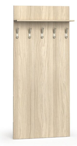Garderoba z wieszakami PRIMO WOOD, 5 haczyków, półka, tekstura drewna pionowa, dąb naturalny