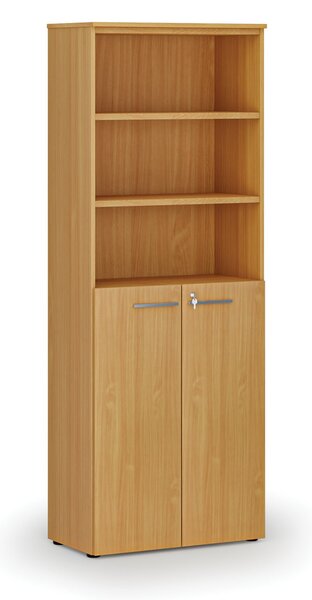 Szafa biurowa kombinowana PRIMA WOOD, drzwi na 3 poziomach, 800 x 420 x 2128 mm, buk