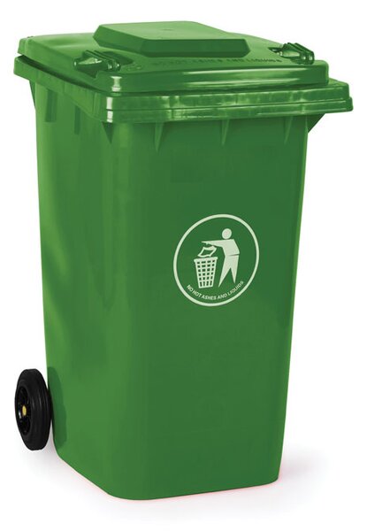 Plastikowy pojemnik na śmieci, śmietnik, 240 litrów, zielony