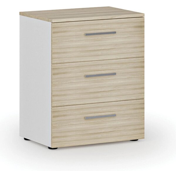 Komoda biurowa do biurka PRIMO WHITE, 740 x 600 x 420 mm, biały/dąb naturalny